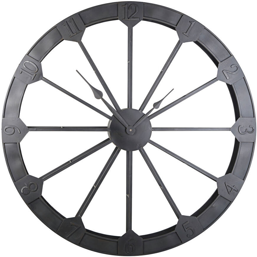 Maisons du Monde Horloge roue en métal noir mat D120