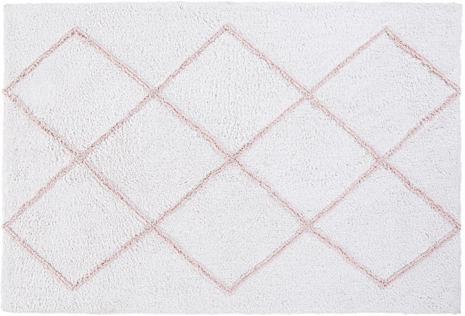 Maisons du Monde Tapis en coton écru motifs graphiques rose 120x180