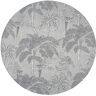 Maisons du Monde Beige rond geweven jacquardtapijt met antracietgrijze print D200