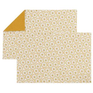 Maisons du Monde Katoenen placemats met gele, mosterdgele en witte bloemenprint (x2) 33 x 48 cm