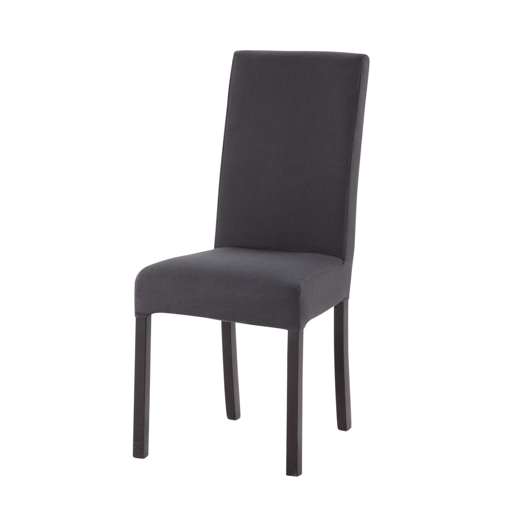 Maisons du Monde Housse de chaise en coton gris anthracite 47x57