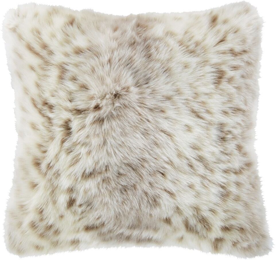 Maisons du Monde Coussin imitation fourrure grise et écrue imprimé léopard des neiges 45x45, OEKO-TEX®