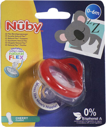 Nuby Sucette Natural Flex Cherry Classic Rouge 0-6 mois