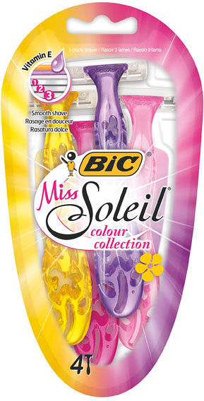 BIC Miss Soleil Colour Collection Rasoirs Jetables 3 Lames 4 unités