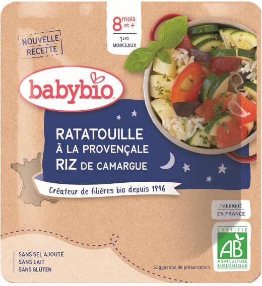 Babybio Repas Soir Sachet Ratatouille Provençale Riz +8m Bio 190g