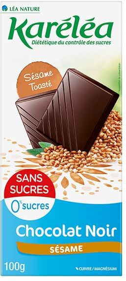 Karéléa Chocolat Sans Sucres Tablette Chocolat Noir Sésame 100g