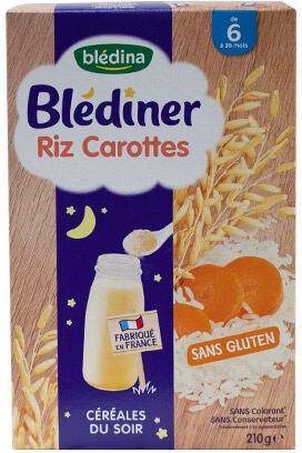 Blédina Blédiner Céréales Riz Carottes +6m 210g