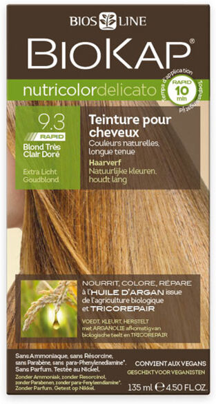 Biokap Nutricolor Delicato Rapid Teinture pour Cheveux 9.3 Blond Très Clair Doré 135ml