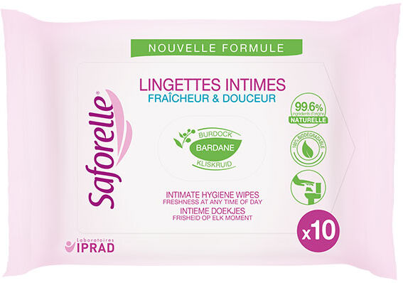 Saforelle Soin & Hygiène Lingettes Intimes Biodégradables Pocket 10 unités