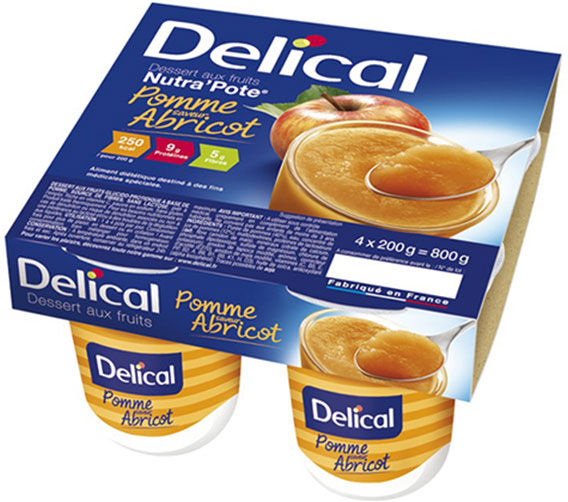 Delical Dessert aux Fruits Nutra'Pote Pomme Abricot 4 x 200g