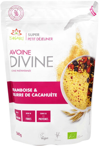 Iswari Avoine Divine Framboise et Beurre de Cacahuète Bio 360g