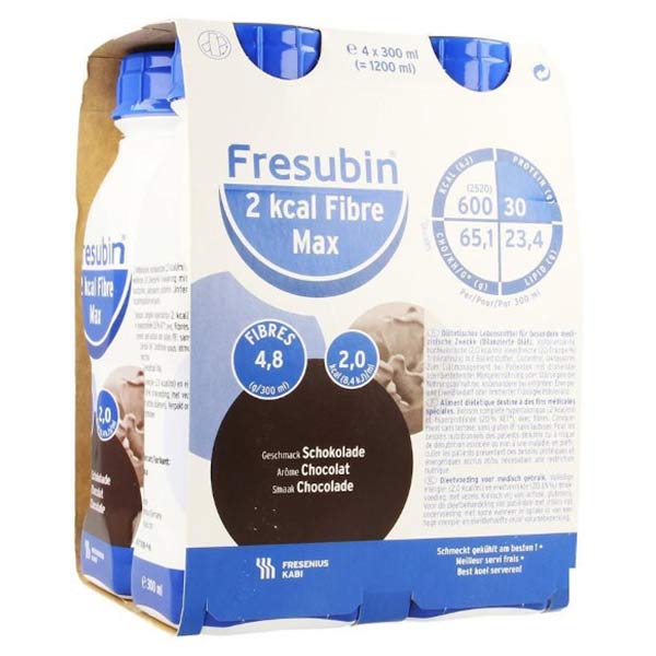 Fresenius Fresubin Max 2 Kcal Fibre Drink Chocolat Aliment Liquide 4 x 300ml