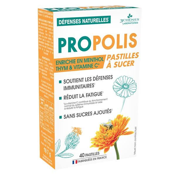 Les 3 Chênes Propolis Pastilles à Sucer 40 pastilles