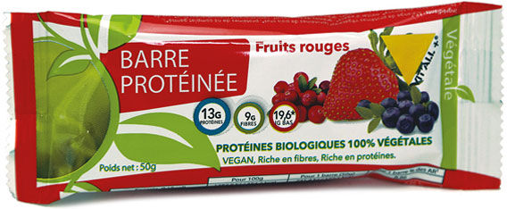 Vit'all+ Barre Protéinée Végan Bio Fruits Rouges 50g