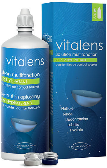 Vitalens Solution de Nettoyage Multifonction pour Lentilles Souples 360ml