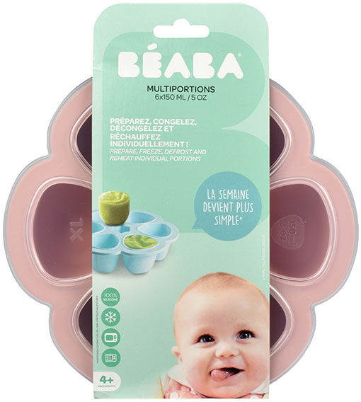 Béaba Portion Multiportions Moule en Silicone Rose 6 x 150ml