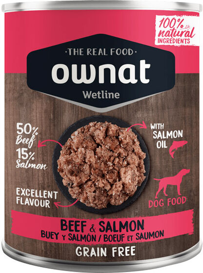 Ownat Grain Free Aliments Humides Chien 50% Boeuf et 15% Saumon 400gr