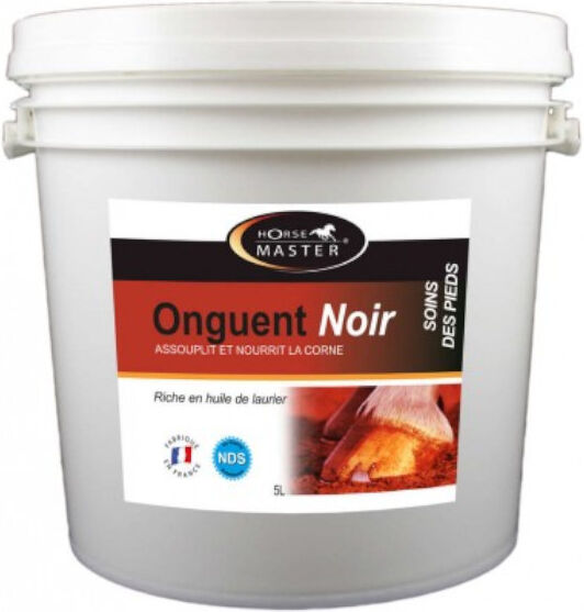 Pommier Nutrition Onguent Noir Horse Master Soins au Laurier Assouplit les Pieds et Nourrit la Corne Cheval 5L