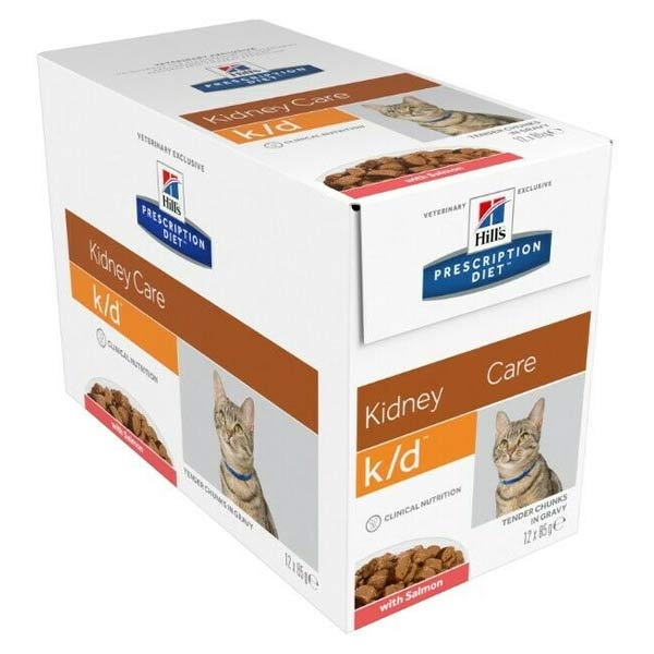 Hill's Prescription Diet Feline K/D Kidney Care Aliment Humide Saumon Lot de 12 x 85g