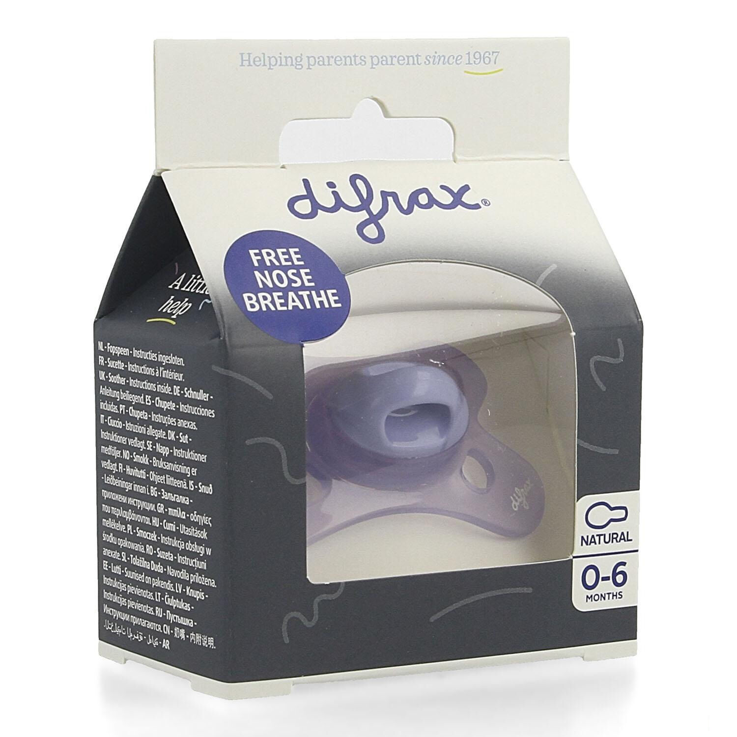 Difrax Sucette Natural 0-6 Lavande