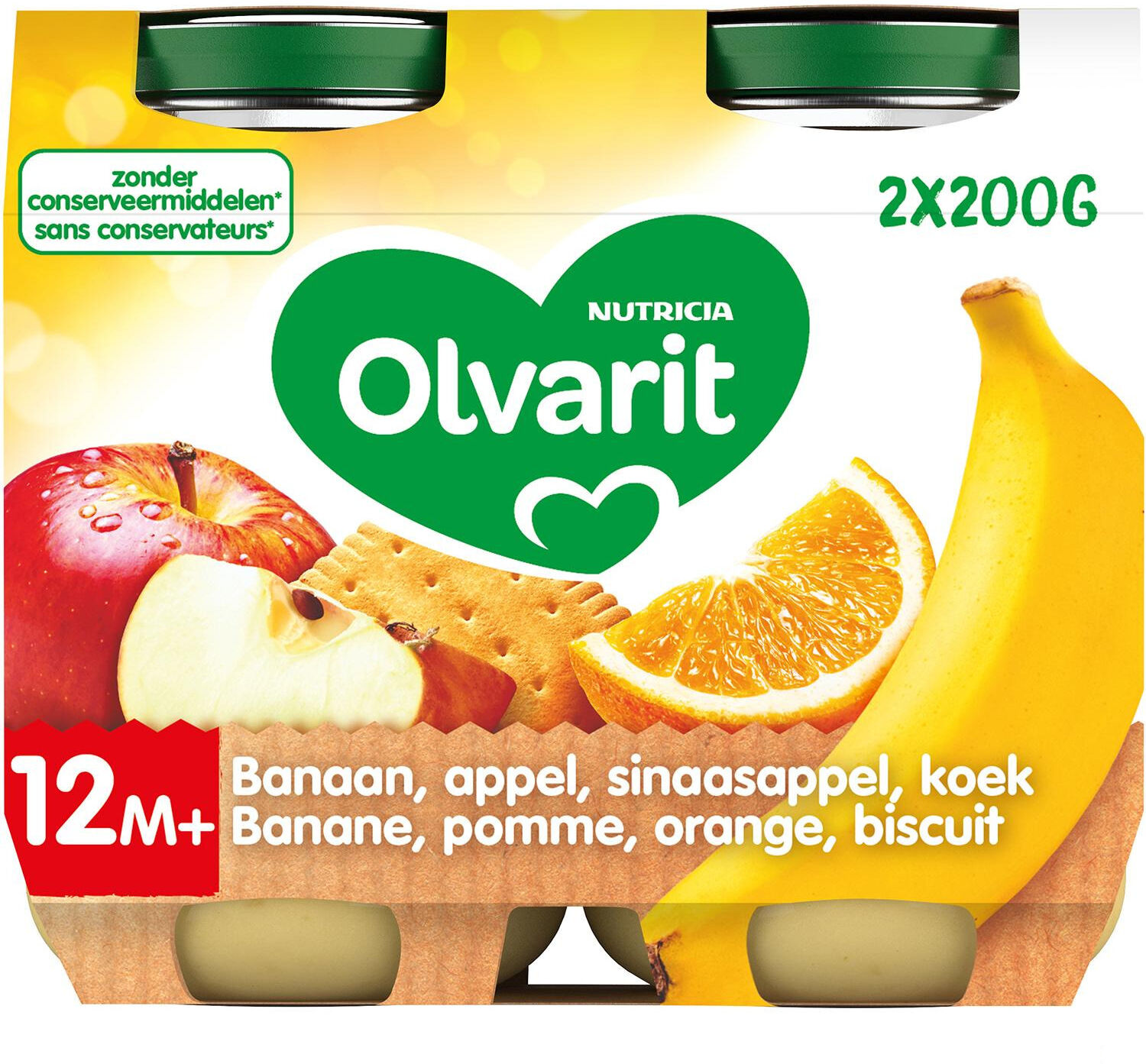 Olvarit Banane Pomme Orange Biscuit 2 x 200 g