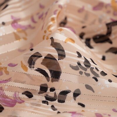 Tissu mousseline fil lurex pinceau Nude - MT - Mondial Tissus Tissu mousseline fil lurex pinceau Nude - MT - Mondial Tissus