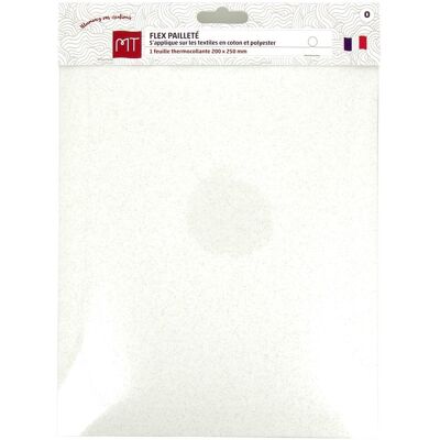 Feuille flex paillettes blanche - MT - Mondial Tissus Feuille flex paillettes blanche - MT - Mondial Tissus