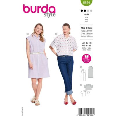 Patron Burda 5644 - robe et chemisier 36 à 48 - Burda - Mondial Tissus Patron Burda 5644 - robe et chemisier 36 à 48 - Burda - Mondial Tissus