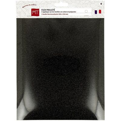 Mondial Tissus - MT - Noire - Paillettes - Feuille transfert Mondial Tissus - MT - Noire - Paillettes - Feuille transfert