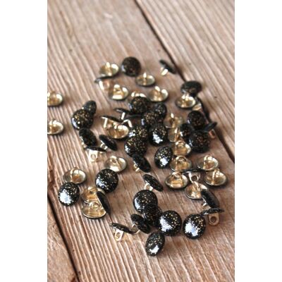 Lot de 5 boutons shiny noir et doré 10 mm - Eglantine et Zoé - Mondial Tissus Lot de 5 boutons shiny noir et doré 10 mm - Eglantine et Zoé - Mondial Tissus