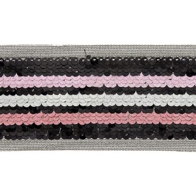 Mondial Tissus - Galon paillettes tricolore - Rose - 50mm - trim Mondial Tissus - Galon paillettes tricolore - Rose - 50mm - trim