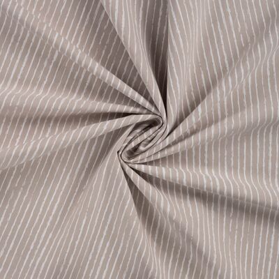 Tissu popeline coton imprimé rayure crayonnée beige - Mondial Tissus Tissu popeline coton imprimé rayure crayonnée beige - Mondial Tissus