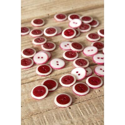 Mondial Tissus - Duo rouge grenade - 12 mm - 5 pcs - Bouton Mondial Tissus - Duo rouge grenade - 12 mm - 5 pcs - Bouton