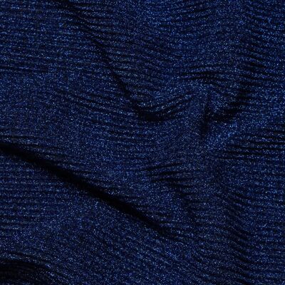 Maille jersey lurex plissée mousse bleu nuit - Mondial Tissus Maille jersey lurex plissée mousse bleu nuit - Mondial Tissus
