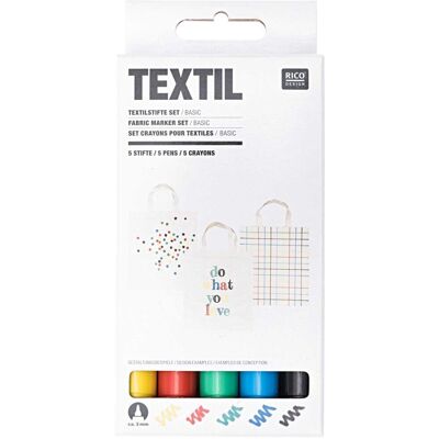 Rico Design 5 textile pens - Multicolored Rico Design 5 textile pens - Multicolored