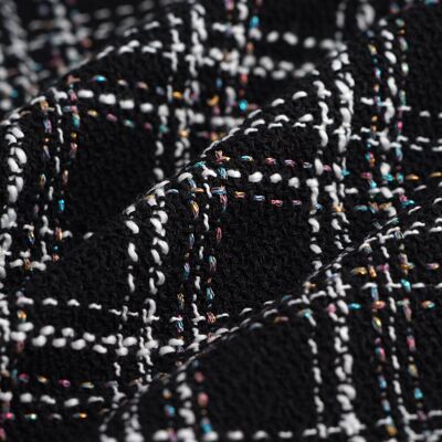 Tissu tweed polyester à carreaux écru noir - Mondial Tissus Tissu tweed polyester à carreaux écru noir - Mondial Tissus
