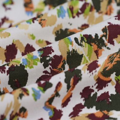 Tissu popeline viscose pinceau multicolore blanc - Mondial Tissus Tissu popeline viscose pinceau multicolore blanc - Mondial Tissus