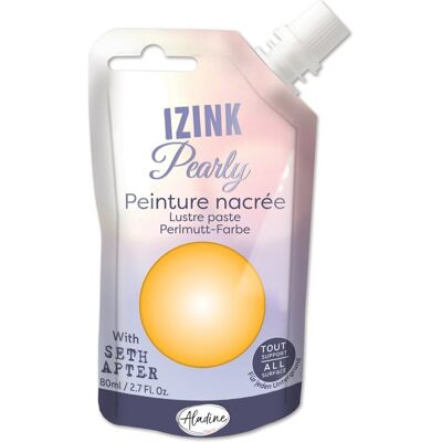 Peinture textile 3D nacrée izink pearly or - golden glow 80 ml - Aladine - Mondial Tissus Peinture textile 3D nacrée izink pearly or - golden glow 80 ml - Aladine - Mondial Tissus
