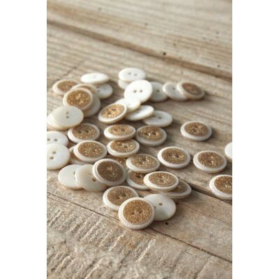 Lot de 5 boutons Duo doré 12 mm - Eglantine et Zoé - Mondial Tissus Lot de 5 boutons Duo doré 12 mm - Eglantine et Zoé - Mondial Tissus