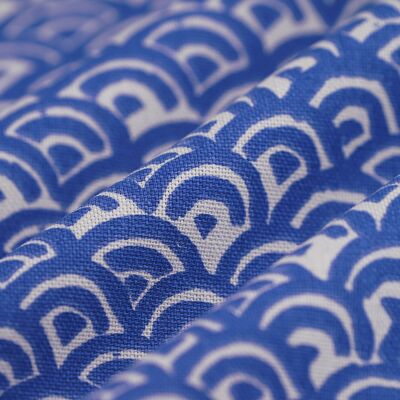 Tissu bachette écaille pinceau bleu - MT - Mondial Tissus Tissu bachette écaille pinceau bleu - MT - Mondial Tissus