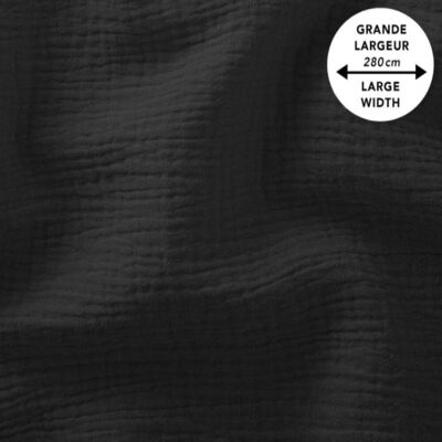 Tissu double gaze draps grande laize 280 cm noir - Mondial Tissus Tissu double gaze draps grande laize 280 cm noir - Mondial Tissus