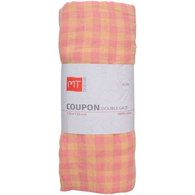 Coupon double gaze vichy 125x100cm sorbet melon - MT - Mondial Tissus Coupon double gaze vichy 125x100cm sorbet melon - MT - Mondial Tissus