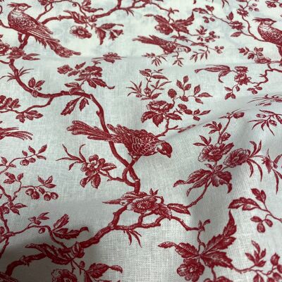Toile à draps mésanges grande largeur rouge - Mondial Tissus Toile à draps mésanges grande largeur rouge - Mondial Tissus