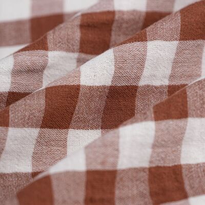 Tissu draps double gaze vichy brique - MT - Mondial Tissus Tissu draps double gaze vichy brique - MT - Mondial Tissus