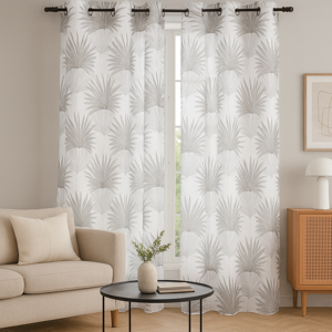 Mondial Tissus Voilage Varsovie Grandes Palmes 140x250cm - Voilage Mondial Tissus Voilage Varsovie Grandes Palmes 140x250cm - Voilage