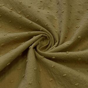 Tissu voile coton plumetis uni olive - Mondial Tissus Tissu voile coton plumetis uni olive - Mondial Tissus