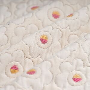 Tissu jacquard fleur Pop blanc - Mondial Tissus Tissu jacquard fleur Pop blanc - Mondial Tissus