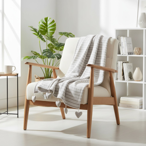 Plaid Joséphine rayé 125x150 - Mondial Tissus Plaid Joséphine rayé 125x150 - Mondial Tissus