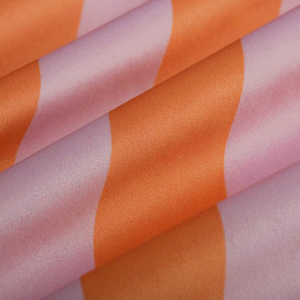 Tissu velours imprimé rayures rose orange qualité siège - Mondial Tissus Tissu velours imprimé rayures rose orange qualité siège - Mondial Tissus