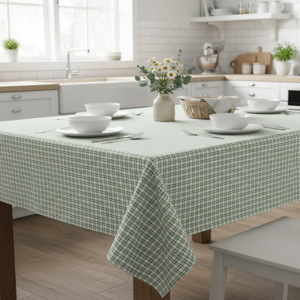 Nappe rectangle 150x250cm picoti carreaux vert - MT - Mondial Tissus Nappe rectangle 150x250cm picoti carreaux vert - MT - Mondial Tissus
